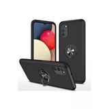 Uray Store Samsung Galaxy A02s Kılıf Elit Yüzüklü Kapak - Siyah