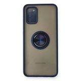 Uray Store Samsung Galaxy A02s Kılıf Montreal Yüzüklü Silikon Kapak - Lacivert