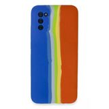 Uray Store Samsung Galaxy A03s Kılıf Ebruli Lansman Silikon - Mavi-Turuncu