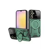 Uray Store Samsung Galaxy A25 5G Kılıf Joy Lens Standlı Kapak - Koyu Yeşil