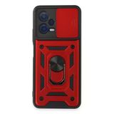 Uray Store Xiaomi Redmi Note 12 5G Kılıf Pars Lens Yüzüklü Silikon - Kırmızı