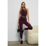 Urban Beat Bordo Renkli Urban Kadın Slim Tayt Esnek ve Yumuşak Dokulu Beli Büzgülü