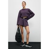Urban Beat CYBELE Kadın Kayık Yakalı Oversize Uzun Kollu Mor Sweatshirt