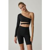 Urban Beat SILVANNA Kadın Midi Dar Paça Sportswear Bisikletçi Siyah Tayt
