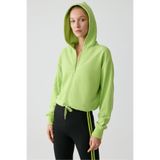 Urban Beat Tıanna Kadın Kapüşonlu Uzun Kollu Fermuarlı Relaxed Fıstık Yeşili Sweatshirt