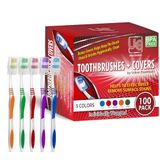 Urban Essentials 100 Toplu diş fırçası Ayrı ayrı sarılmış Orta kıllı tam kafa Ağız bakımı manuel çoklu paket diş fırçası setleri hijyenik antibakteriyel kapaklı çocuk dişlerini fırçalamak için mükemmel yetişkinler