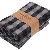 Urban Villa, Yemek Peçeteleri, Günlük Kullanım, Birinci Sınıf Kalite, %100 Pamuk, 12'li Set, Boyut 50,8 x 50,8 cm, Gri/Siyah Büyük Boy Kumaş Peçeteler, Kenarlı Köşeler, Ultra Yumuşak, Dayanıklı Otel Kalitesi
