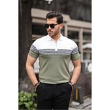 urban wear URBAN ERKEK BEYAZ Fermuarlı Triko Tişört - 2419