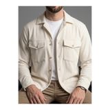 urban wear URBAN ERKEK EKRU Cepli Kadife Gömlek - 2608