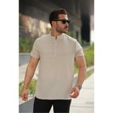 urban wear URBAN ERKEK EKRU Hakim Yaka Keten Gömlek - 2536