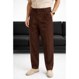 urban wear URBAN ERKEK KAHVE Çift Pileli İtalyan Kesim Kumaş Pantolon -2624