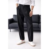 urban wear URBAN ERKEK SİYAH Çift Pileli Yüksek Bel İtalyan Kesim Kumaş Pantolon -2628