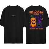 Urbvn Halloween In Love Tasarım Baskılı Siyah Oversize T Shirt