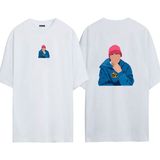 Urbvn Justin Bieber 1 Tasarım Baskılı Beyaz Oversize T Shirt - XL