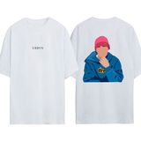 Urbvn Justin Bieber Tasarım Baskılı Beyaz Oversize T-Shirt - XL