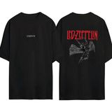 Urbvn LED Zepplin Angels Tasarım Baskılı Siyah Oversize T Shirt