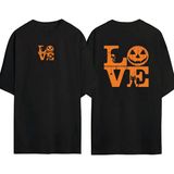 Urbvn Love Halloween 1 Tasarım Baskılı Siyah Oversize T Shirt