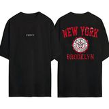 Urbvn Newyork Brooklyn Tasarım Baskılı Siyah Oversize T Shirt - XL