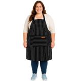Urby Büyük Beden Cepli Kadınlar için Mutfak Pişirme Önlükleri, XL XXL veya Bel W38+ için İdealdir. Ekstra Büyük ve Uzun., Siyah Whie Geniş Şerit, Plus size