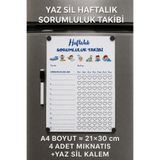 URDE Erkek Çocuk Magnetli Yaz Sil Alışkanlık Sorumluluk Takip Planlayıcı Tablosu LAMİNASYON (PVC)-Kalp Tasarımlı-Buzdolabı