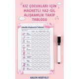 URDE Kız Çocuk Magnetli Yaz Sil Alışkanlık Sorumluluk Takip Planlayıcı Tablosu-Bulut Tasarımlı-Buzdolabı