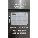 URDE Yaz Sil Haftalık Planlayıcı Magnet LAMİNASYON (PVC)-Mıknatıslı Buzdolabı Panosu,Ajanda ve Kalem Seti,Haftalık Çizelge