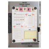 URDE Yaz Sil Notluk Magnet A4 Boyut - Mıknatıslı Notluk Buzdolabı Planlayıcı - Kalem ve Mıknatıslı Set Yapılacaklar Listesi Not Kağıdı Not Panosu