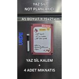 URDE Yaz Sil Notluk Magnet A5 Boyut LAMİNASYON (PVC)- Mıknatıslı Notluk Buzdolabı Planlayıcı - Kalem ve Mıknatıslı Set