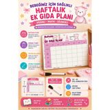 URDE Yaz Sil Pembe Bebek Haftalık Ek Gıda Tablosu ve Beslenme Planlayıcı - Tekrar Kullanılabilir A4 Lamine Pano Ek Gıda ve Öğün Takip Tablosu Bebek Ek Gıda Planlayıcı Tablo Pembe Ayıcık Tasarımlı Beslenme