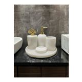 Urestone Mermer 5 Parça Banyo Seti- Gold Aksesuar Detaylı