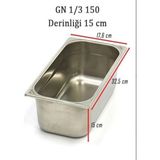 Üret 1/3 150 Gastronom Küvet Paslanmaz Çelik 5,7lt Derinliği 15 cm Endüstriyel Mutfak Gereçleri