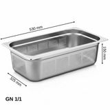 Üret Delikli Gastronom Küvet Gn 1/1 150 Mm 21 Lt