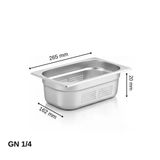 Üret Delikli Gastronom Küvet Gn 1/4 20 Mm 0,5 Lt