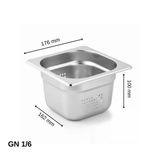 Üret Delikli Gastronom Küvet Gn 1/6 100 Mm 1,6 Lt