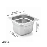 Üret Delikli Gastronom Küvet Gn 1/6 150 Mm 2.4 Lt