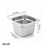 Üret Delikli Gastronom Küvet Gn 1/6 200 Mm 3.4 Lt