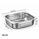 Üret Delikli Gastronom Küvet Gn 2/3 100 Mm 9 Lt