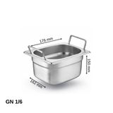 Üret Saplı Gastronom Küvet Gn 1/6 150 Mm 2.4 Lt