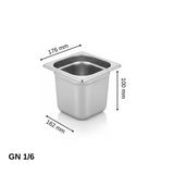 Üret Standart Gastronom Küvet Gn 1/6 100 Mm 1,6 Lt