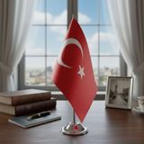 Uretti - Ahmet 9651 7681 Tekli Türk Masa Bayrağı / 15 x 23 cm