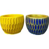 Uretti - Ayşe 7362 4846 El Yapımı Desenli Dekoratif 2'li Minik Saksı / Biblo - 6 x 7 cm