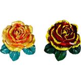 Uretti - Ayşe 7362 El Yapımı Minik 2'li Sarı- Turuncu Renk Gül Magnet - 6 x 7 cm