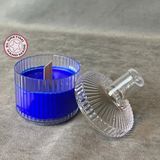 Uretti - Ayşe 7362 El Yapımı Şeffaf Kapaklı Dekoratif Mavi Mum - 6 x 9 cm - 1 Adet