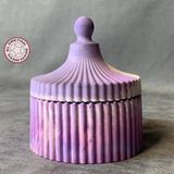 Uretti - Ayşe 7362 El Yapımı Taş Tozu Mumluk Içinde Mum - 8 x 10 cm - Beyaz - 1 Adet
