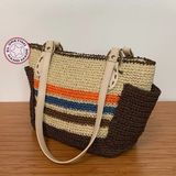 Uretti - Banu 4978 El Yapımı Kağıt Ip Günlük Omuz Çantası - Boy: 24 cm En: 38 cm Askı: 28 cm - Kahverengi
