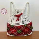 Uretti - Banu 4978 El Yapımı Makrome Ip Kırmızı Sırt Çantası - Boy: 31 cm - En: 34 cm Kol Askı Boyu: 35 cm - Ayarlanılabilir