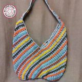Uretti - Emine 9106-1354 El Örgüsü Çapraz Şerit Model Çok Renkli Omuz Çantası
