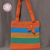 Uretti - Emine 9106 3314 3314 El Örgüsü Ahşap Boncuk Detaylı Renkli Omuz Çantası - (36 cm*34 cm) Askı Boyu: 30cm - Çok Renkli