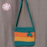 Uretti - Emine 9106 6804 El Örgüsü Ahşap Boncuk Detaylı Çok Renkli Omuz Çantası - (29 cm*27 cm) Askı Boyu:40 cm - Yeşil