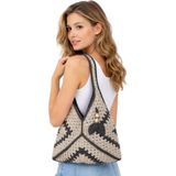Uretti - Emine 9106 8415 El Örgüsü Boncuk Detaylı Çanta / 38 cm - 35 cm - 38 x 35 cm - Kahverengi